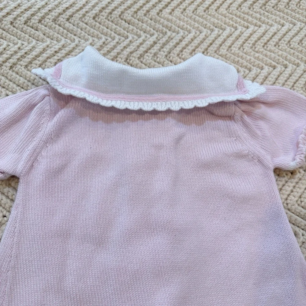 Hartstrings Sweater Baby‎ Girls 9 Mos Light Pink Cotton Button Up Preppy Y2K VTG